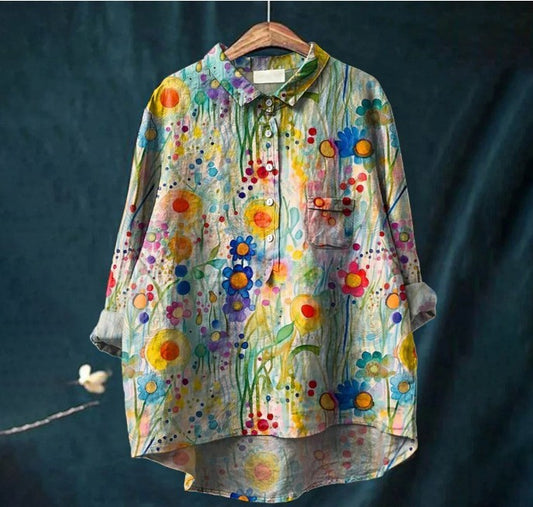 New Leisure Vacation Animal Print Hawaiian Long Sleeved Shirt