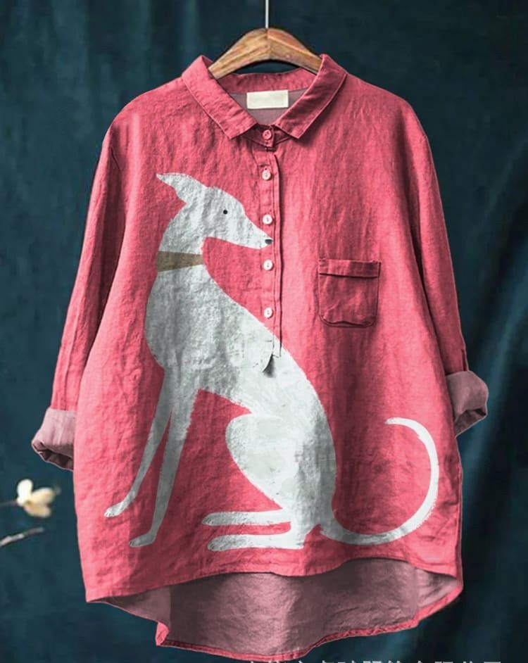 New Leisure Vacation Animal Print Hawaiian Long Sleeved Shirt