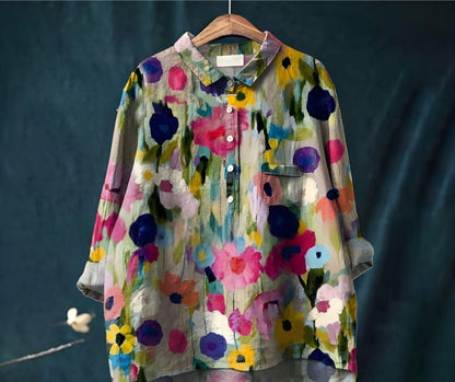 New Leisure Vacation Animal Print Hawaiian Long Sleeved Shirt