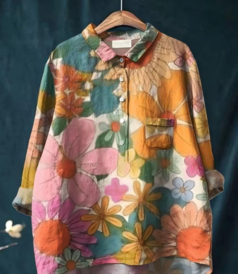 New Leisure Vacation Animal Print Hawaiian Long Sleeved Shirt