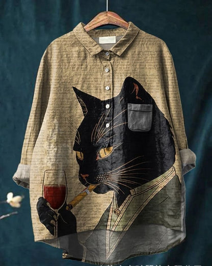 New Leisure Vacation Animal Print Hawaiian Long Sleeved Shirt